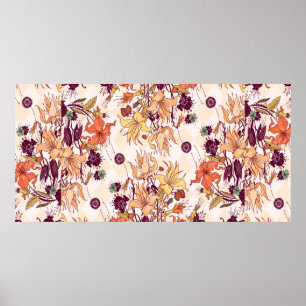 Poster Illustration matricielle. Motif fleur clair sur co