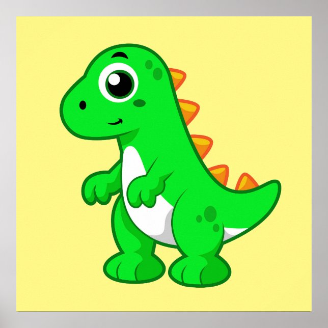Poster Illustration Mignonne Du Tyrannosaurus Rex. (Devant)