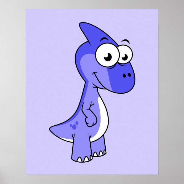 Poster Illustration Mignonne D'Un Parasaurolophus Dinosau (Devant)