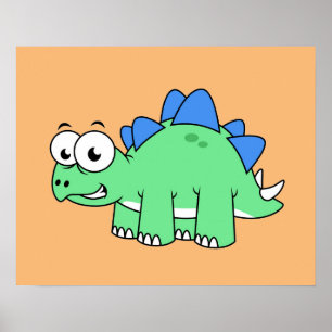 Poster Illustration Mignonne D'Un Stegosaurus. 2