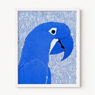 Poster Illustration moderne de l'ara en denim bleu