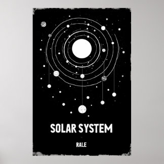 Poster Illustration monochrome abstraite du solaire