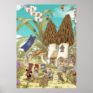 Poster Illustration murale de la morille — Yunnan Storybo