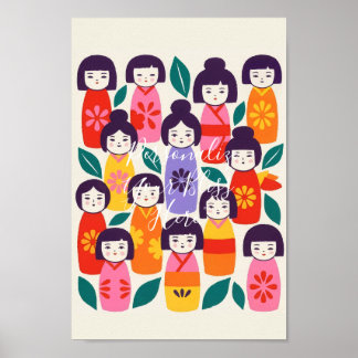Poster Illustration nordico-japonaise –KOKESHI