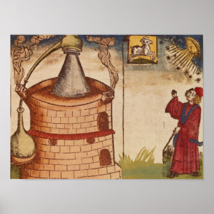 Poster Illustration of an alchemist at work