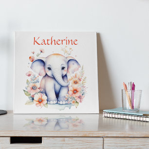 Poster Illustration Personnalisée d'un Éléphant de Bébé M