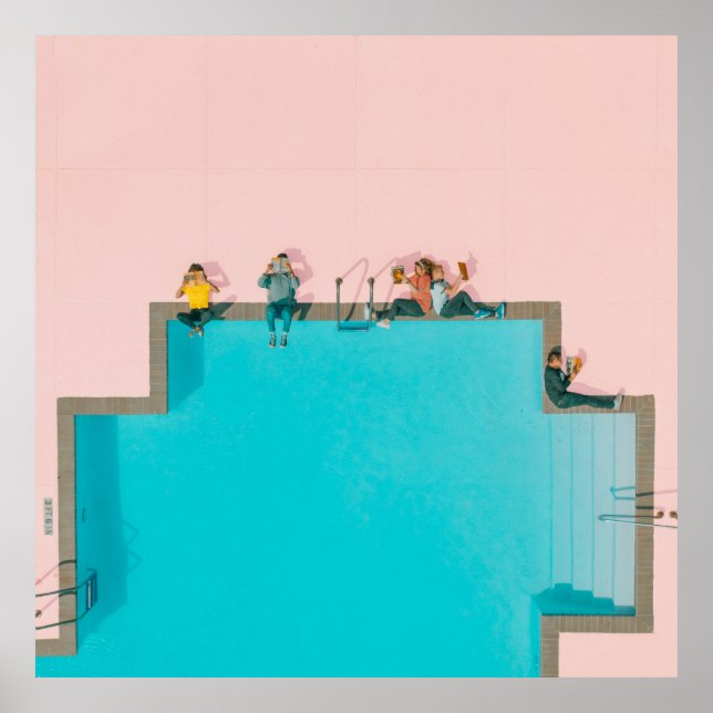 Poster Illustration Personnes à côté du pool (Devant)