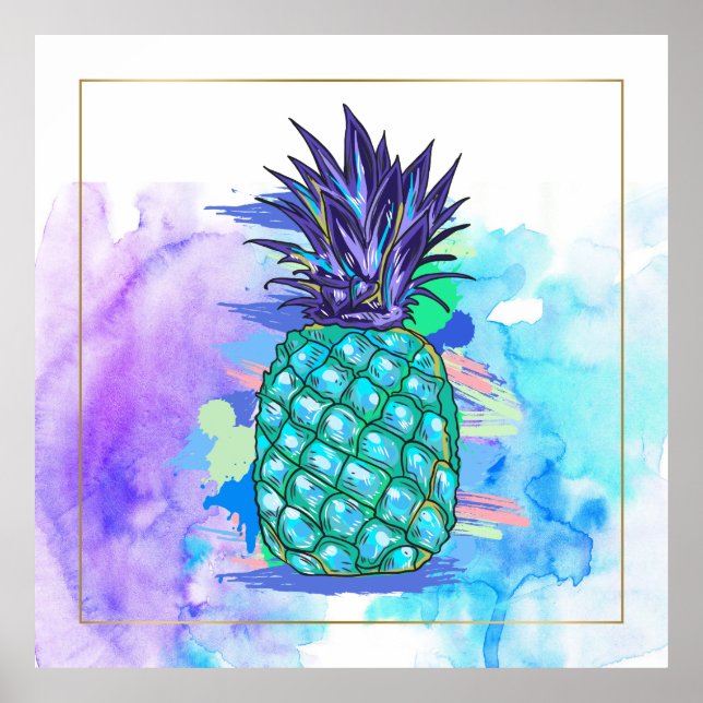 Poster Illustration Pine-Apple aquarelle (Devant)