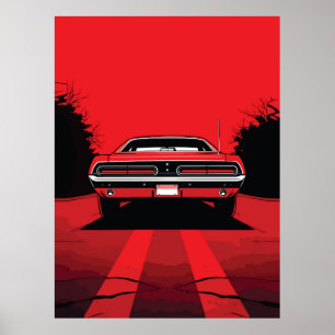 Poster Illustration Pop Art de l'arrière d'une Muscle Car