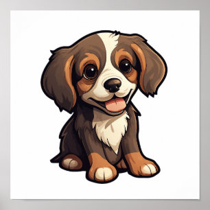Poster Illustration pour chien de dessin