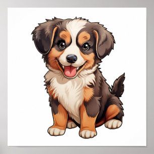 Poster Illustration pour chien de dessin