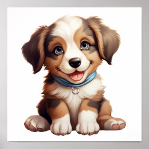 Poster Illustration pour chien de dessin