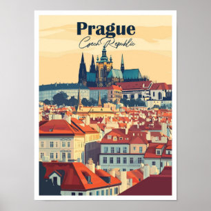 Poster Illustration Prague Czech Art Travel Place