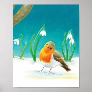 Poster Illustration Red Robin Bird