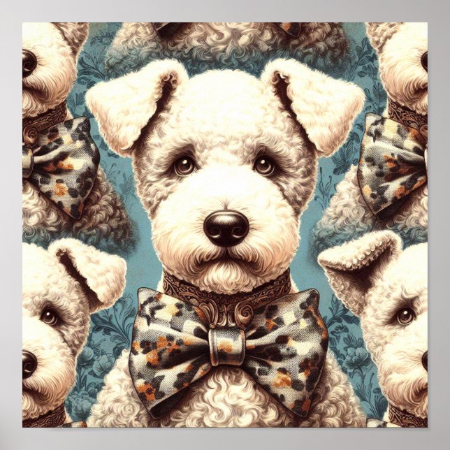 Poster Illustration Retro Bedlington Terrier (Devant)