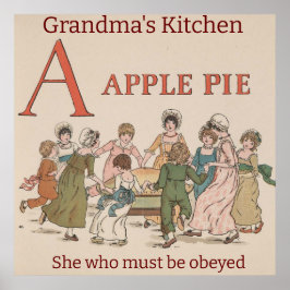 Poster Illustration Retro Childrens Pomme Pie. Modifiable