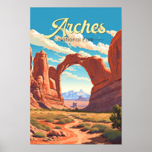 Poster Illustration rétro du parc national des Arches