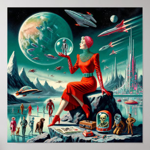 Poster Illustration Rétro Futuriste