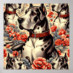 Poster Illustration Retro Great Dane