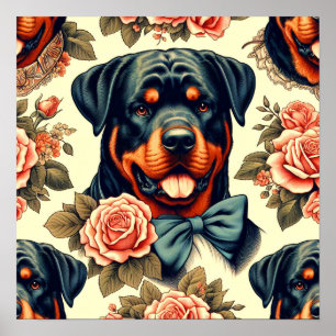 Poster Illustration Retro Rottweiler