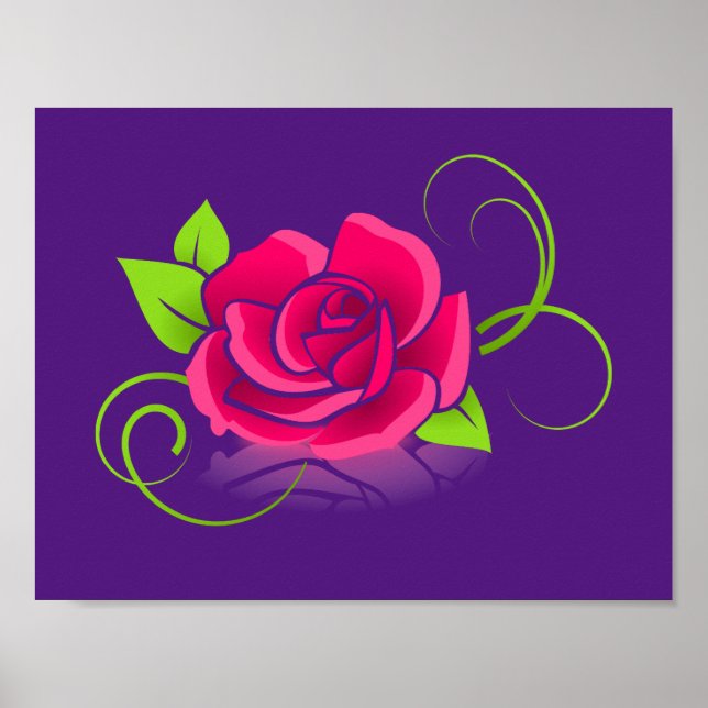Poster Illustration rose sur un Arrière - plan violet (Devant)