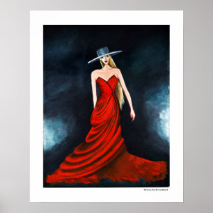 Poster Illustration rouge 20 x de mode d'affiche de diva