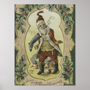 Poster Illustration Santa Claus Vintage
