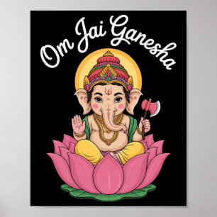 Poster Illustration spirituelle Ganesha Lotus disant Om J