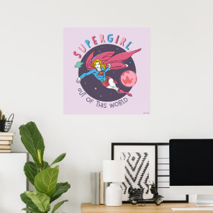 Poster Illustration Supergirl volant vers le haut