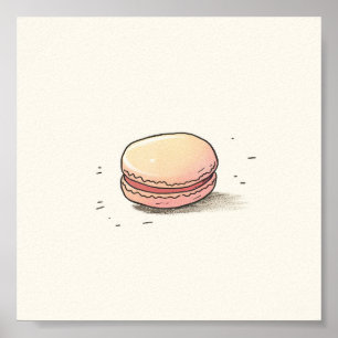 Poster Illustration Sweet Macaron - Joli Dessert Français