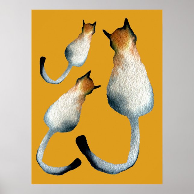 Poster Illustration Tabby noir et brun (Devant)