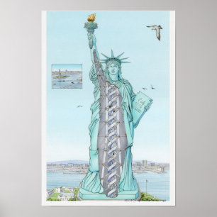 Poster Illustration transversale de Statue de la Liberté