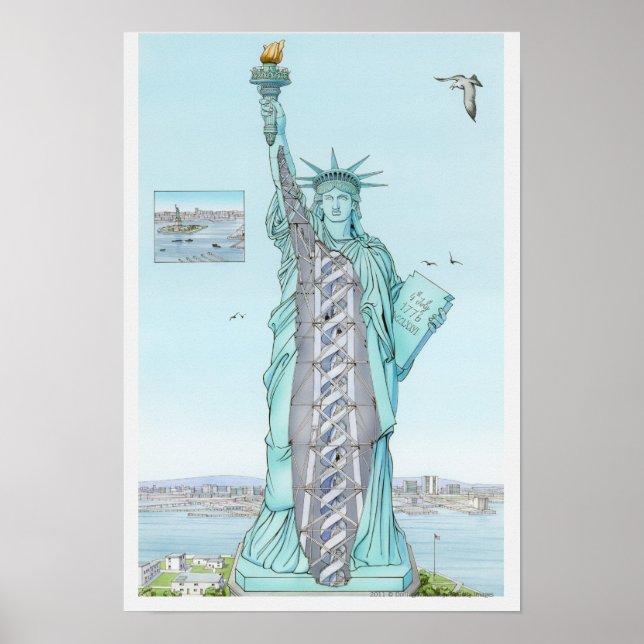 Poster Illustration transversale de Statue de la Liberté (Devant)