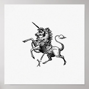 Poster Illustration Unicorne vintage