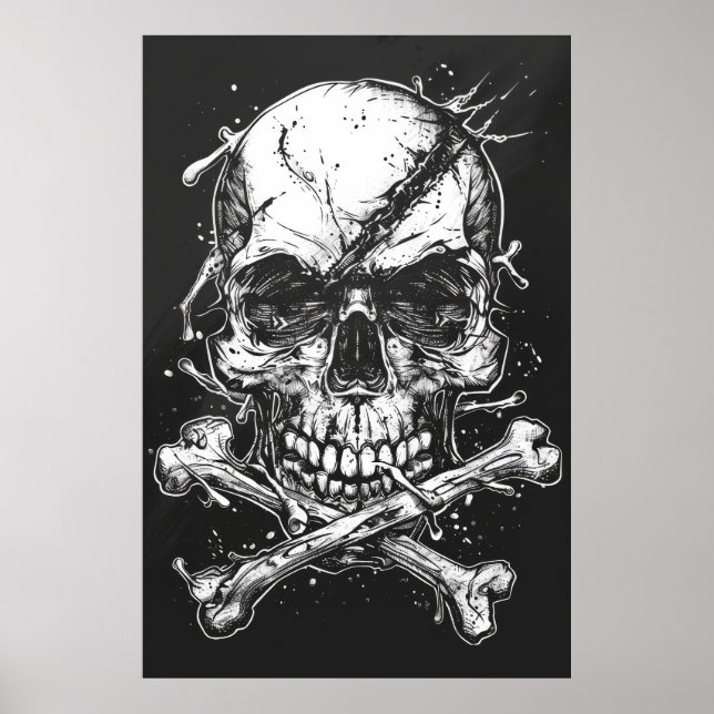 Poster Illustration unique du crâne et des os croisés du  (Devant)