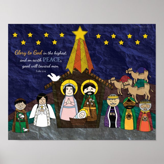 Poster Illustration vectorielle de la crèche de Noël (Devant)