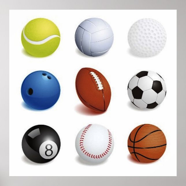 Poster Illustration vectorielle des balles de sport (Devant)