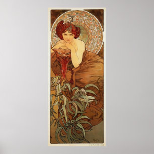 Poster Illustration verte par Alphonse Mucha