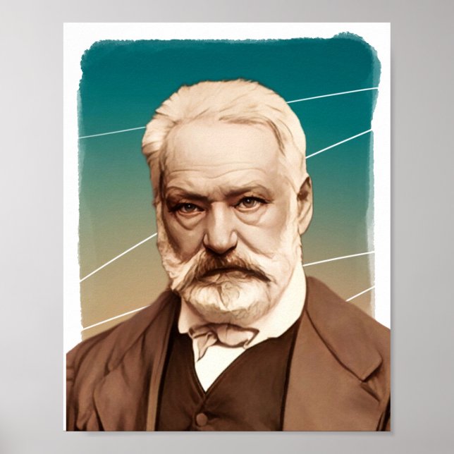 Poster Illustration Victor Hugo, romancier français (Devant)