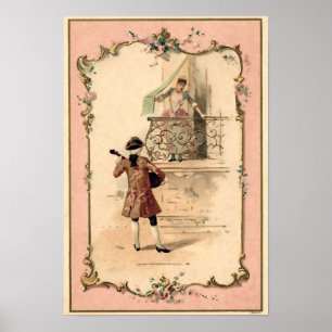 Poster Illustration vintage d'amants