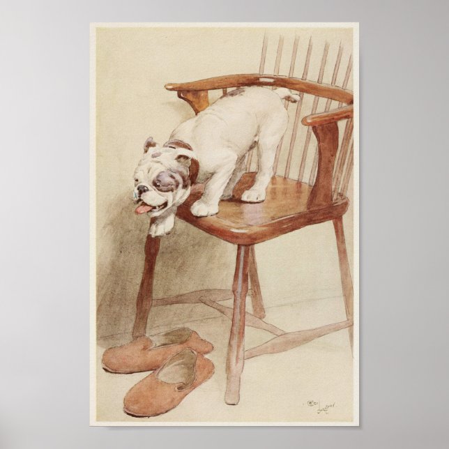 Poster Illustration vintage de Bulldog (Devant)