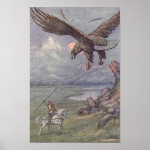 Poster Illustration vintage de Frank C. Pape "L'aigle"