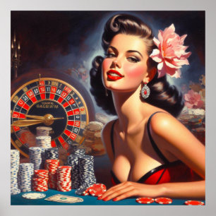 Poster Illustration vintage de la carte de crédit Casino