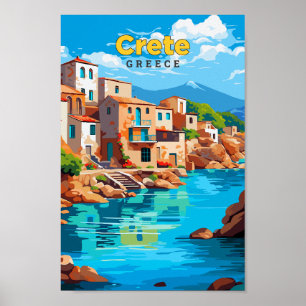 Poster Illustration Vintage de l'art voyageur en Grèce Cr