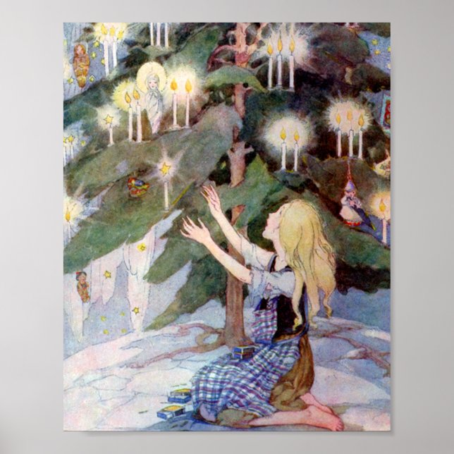 Poster Illustration vintage de petite fille (Devant)