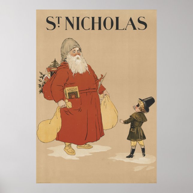 Poster Illustration vintage de Saint-Nicolas (1895) (Devant)