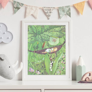 Poster Illustration vintage de Thumbelina par Elsa Beskow