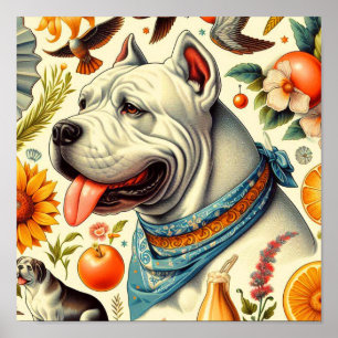 Poster Illustration vintage Dogo Argentino