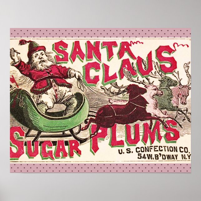 Poster Illustration Vintage du Père Noël (Devant)
