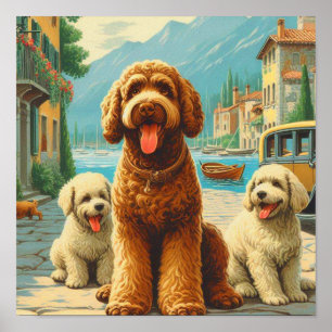 Poster Illustration vintage Lagotto Romagnolo